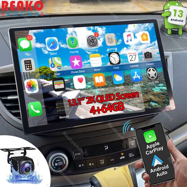 13.1" QLED 2DIN Android 13 Car Stereo Radio 4+64G Wireless CarPlay/Android Auto