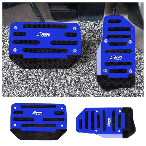 2PCS Non- Slip Automatic Transmission Pedal Covers Replacement Kit,Aluminum Alloy Gas Pedal&Brake Pedal Cover Sporty Car Decor,Universal Car Accessories for Car Safty (Blue/2pcs)