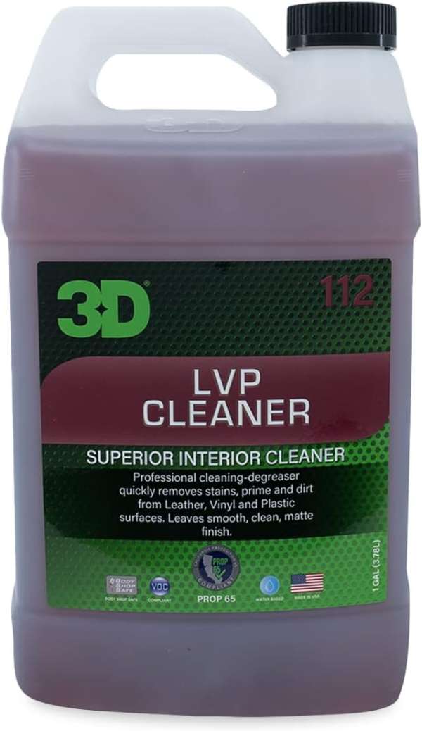 3D LVP Interior Cleaner - Removes Dirt, Grime, Grease, Oil & Stains from Leather, Vinyl & Plastic - Great for Seats, Steering Wheels, Door Panels, Dashboards - Car, Office, Home...