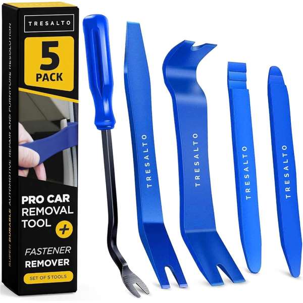 Auto Trim Removal Tool Kit - 5-Piece No Scratch Pry Tool Set for Car Panel and Dashboard Removal - Includes Door Panel Tool, Push Rivets, Car Clips - Essential for Interior Trim...