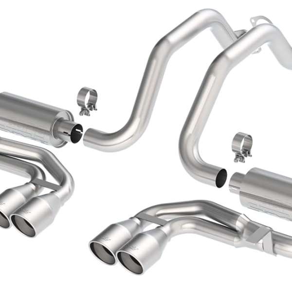 BORLA 140038 Cat-Back Perf. Exhaust System for 1997-2004 Chevrolet Corvette (C5) V8 & Z06 (C5) V8 T-304 Stainless Steel S-Type Classic Dual Center Rear Exit Dual 4" Rnd....