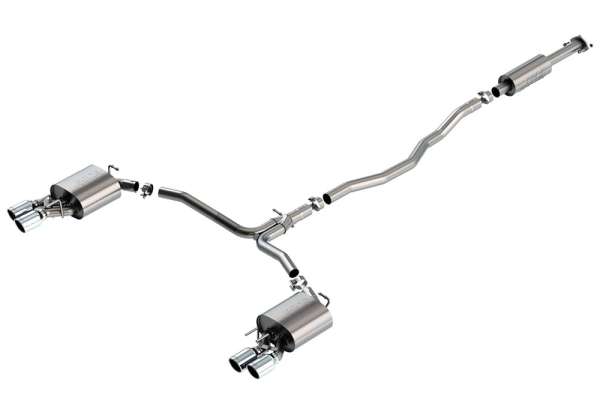 Borla 140823 S-Type Cat-Back Exhaust System 2.5 in. 2.25 in. Dual Round Rolled Angle-Cut Stainless Steel Short 3.5 in. Tip Size Dual Split Rear Exit S-Type Cat-Back Exhaust System