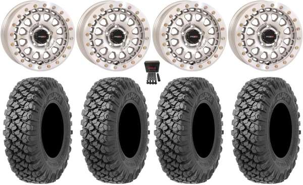 Bundle - 9 Items: System 3 SB-6 15" Wheels Mh (6+1) 35" Alpha Tires [5x4.5 Bolt Pattern 12mmx1.5 Lug Kit]