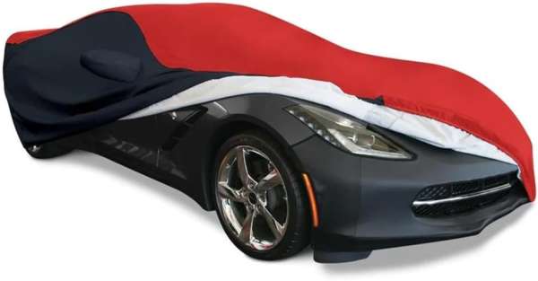 C7 Corvette Indoor/Outdoor Car Cover - Ultraguard Plus 300 Denier for 2014-2019 Stingray, Z51, Z06, Grand Sport (Red/Black)