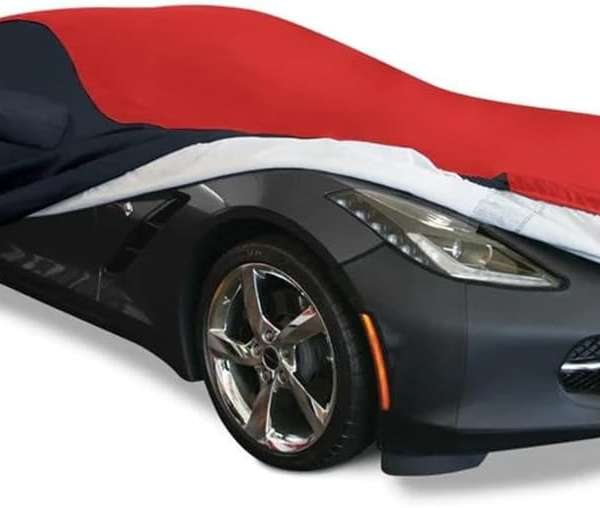 C7 Corvette Indoor/Outdoor Car Cover - Ultraguard Plus 300 Denier for 2014-2019 Stingray, Z51, Z06, Grand Sport (Red/Black)