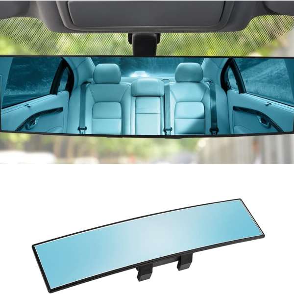 Car Rearview Mirror, 12 Inch Panoramic Wide Angle Anti-Glare, Clip on Auto Rear View Mirror, HD Clear Convex Surface, Car Interior Accessories Universal for SUV, Truck, Van,...