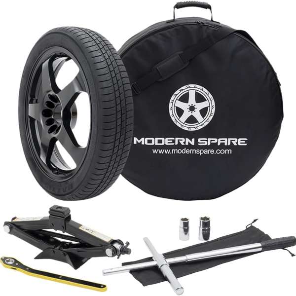 Modern Spare Complete Compact Spare Tire Kit w/Carrying Case - Fits 2020-2025 Tesla Model Y