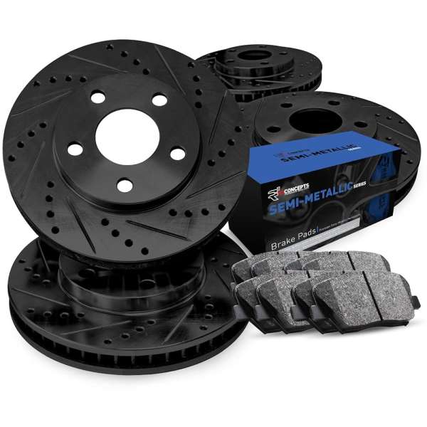 R1 Concepts Front Rear Brakes and Rotors Kit |Front Rear Brake Pads| Brake Rotors and Pads| Semi Metallic Brake Pads and Rotors |fits 2010-2021 Lexus GX460, 2010-2021 Toyota...