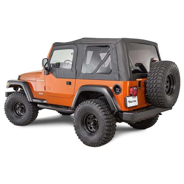 TACTIK Fabric Only Replacement Soft Top - Fits Jeep Wrangler TJ 1997-2006 - Custom-Fit Fabric Roof with Removable Side and Back Window Jeep TJ Soft Top Jeep TJ Top Cover (With...