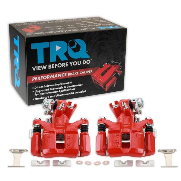 TRQ Rear Performance Brake Caliper Set Red Compatible with 1994-2001 Acura Integra 1992-2000 Honda Civic 1993-1997 Civic del Sol