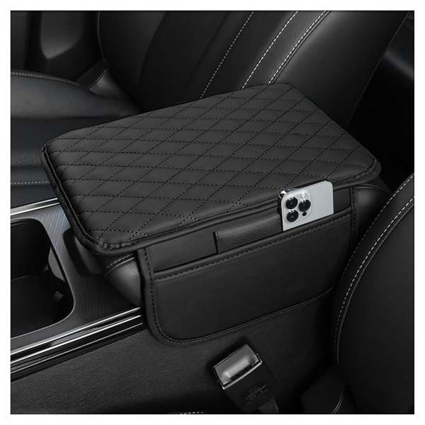 Upgraded Car Center Console Cover,Microfiber Leather Car Armrest Cover Cushion with 2 Storage Bags,Universal Car Armrest Storage Box Car Interior Accessories for Most Vehicles...