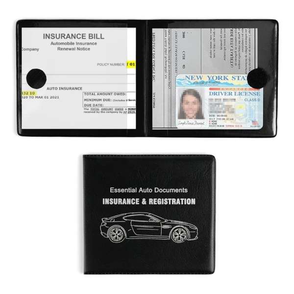 UYYE Car Registration and Insurance Card Holder, Vehicle Glove Box Car Organizer, Interior Car Accessories for Documents, Cards, License - 2 Pack